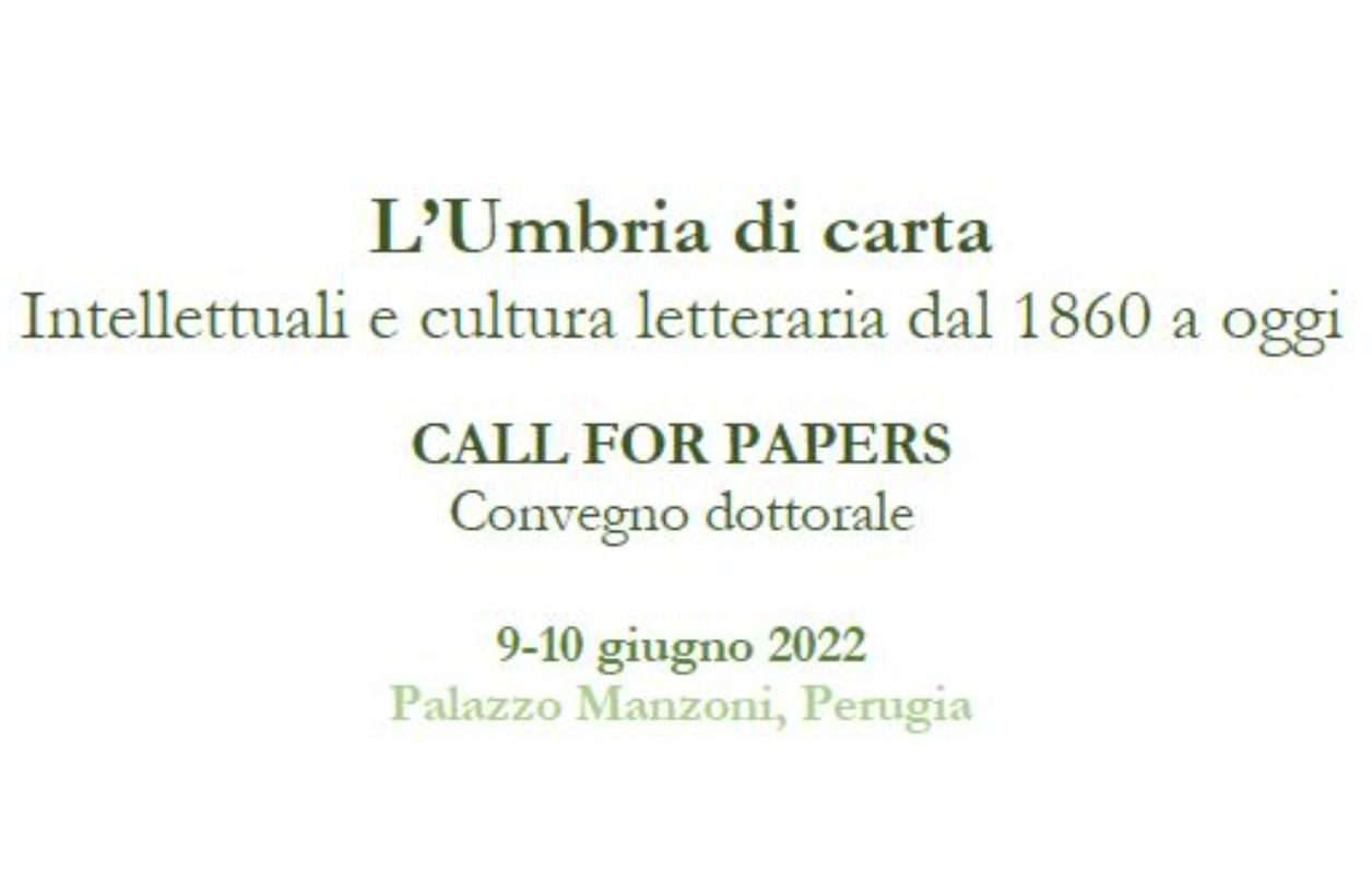 CFP L&#039;Umbria di carta. Intellettuali e cultura letteraria dal 1860 a oggi